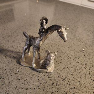 Etain Zinn 1993 Pewter Giraffe Bear Bird Toothbrush Holder 4"